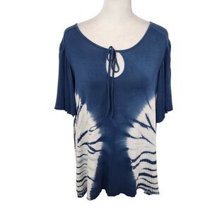 Chaser Blue Tie-Dye Blouse NWT Size Medium Tie-Dyed Boho Blouse